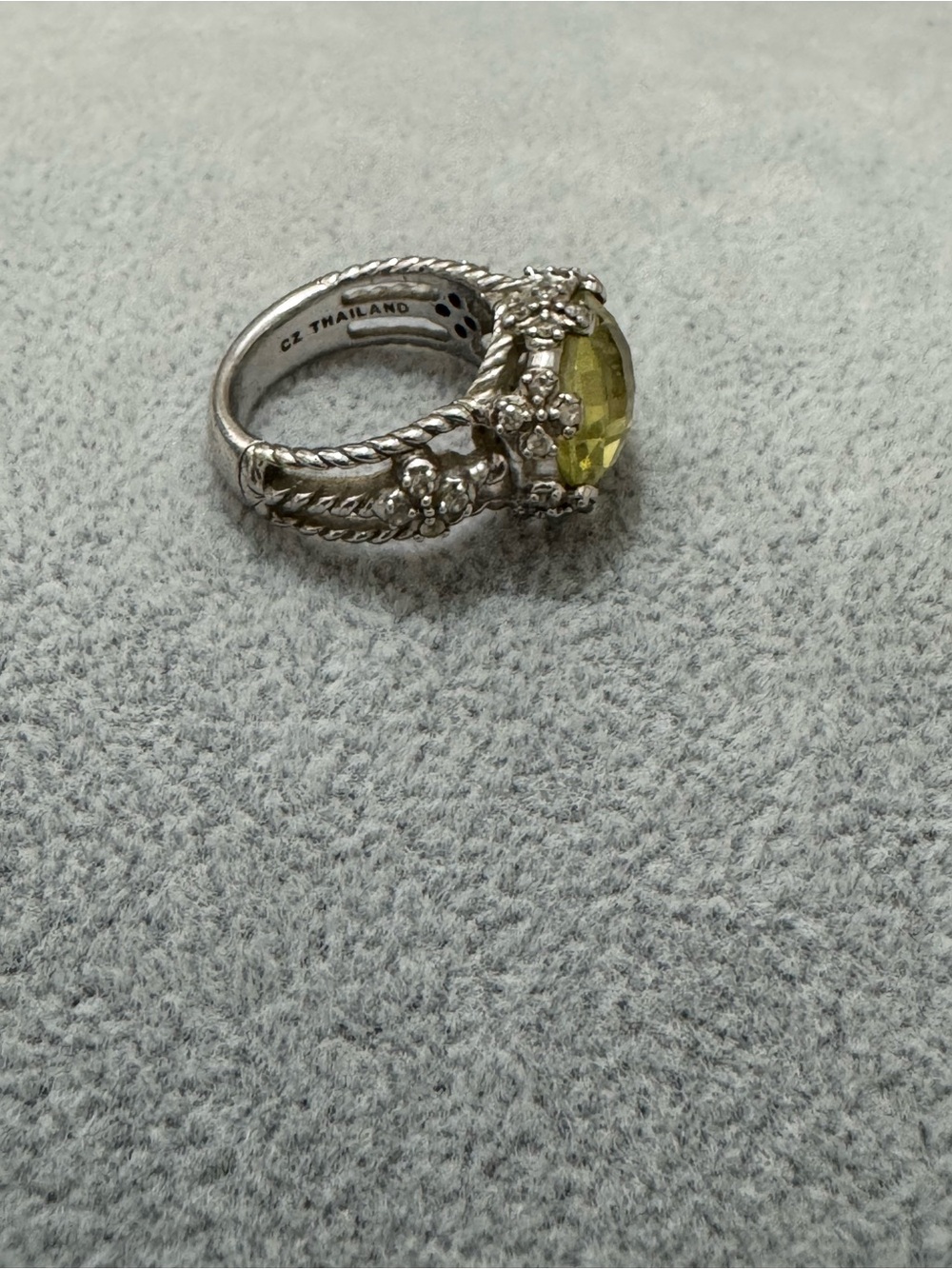 Judith Ripka Silver Lemon Quartz Floral Rope Ring - Picture 3 of 7